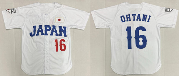 Men's White Japan #16 Shohei Ohtani Stitched Baseball Jersey